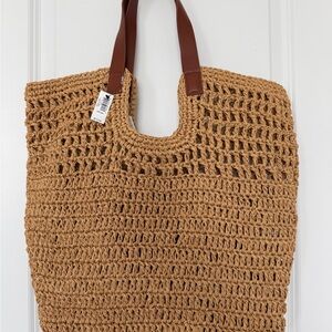 Banana Republic Tan Woven Tote with Brown Handles